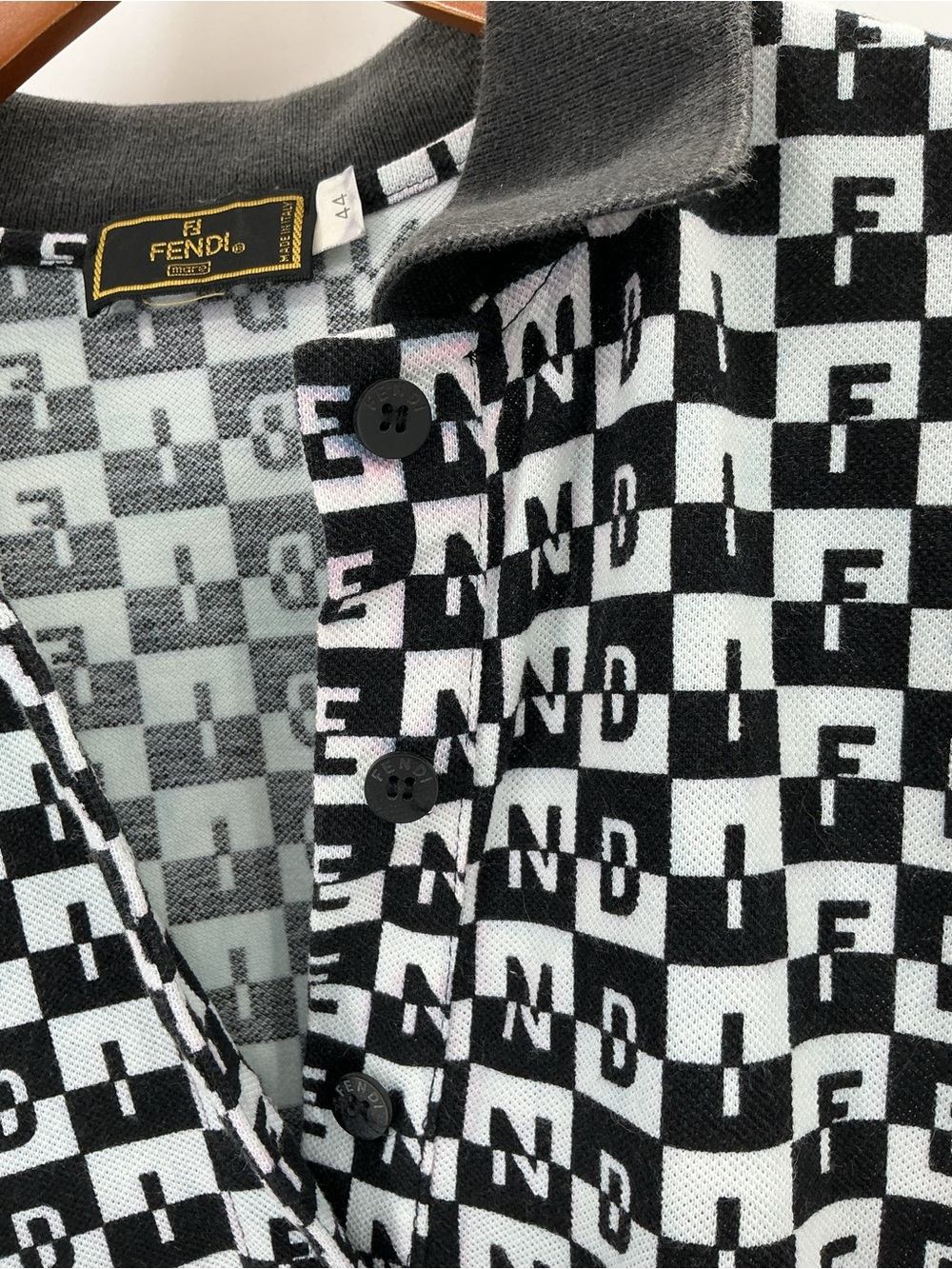 Fendi Vintage Logo Monogram Sleeveless Polo Midi Dress Black White Size 44 - Picture 4 of 9